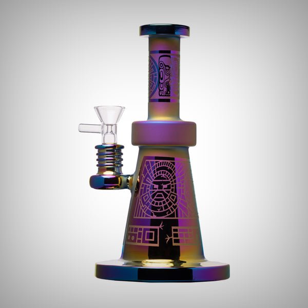 Human Grade Aztec Water Pipe – 7.75″ Sandblasted Glass by Human Grade | Water Pipe | 421Store online smoke shop