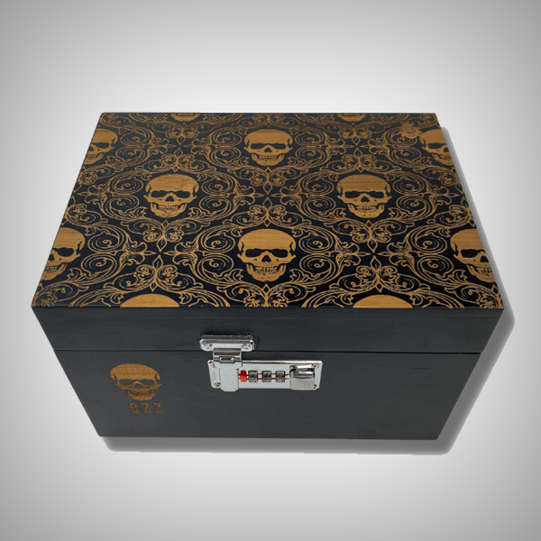 Stash Box Skull Pattern Large Bzz Box (9" x 7" x 6") 421Store