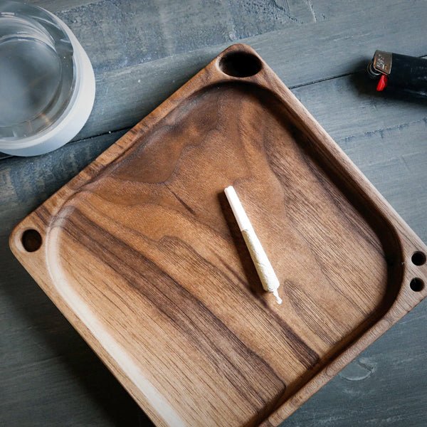 Walnut Rolling Tray & Storage Station From Smoke Honest by Smoke Honest | Pipes & Blunts | 421Store online smoke shop