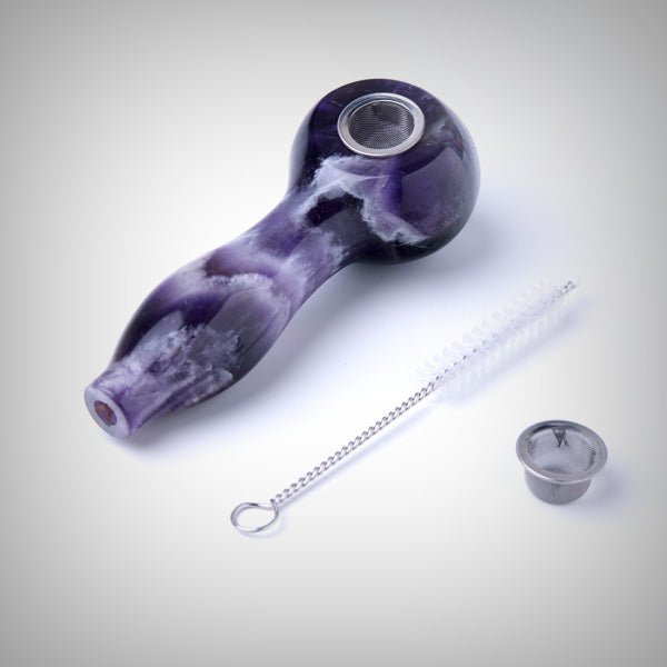 Amethyst Astral Project gemstone pipe close-up