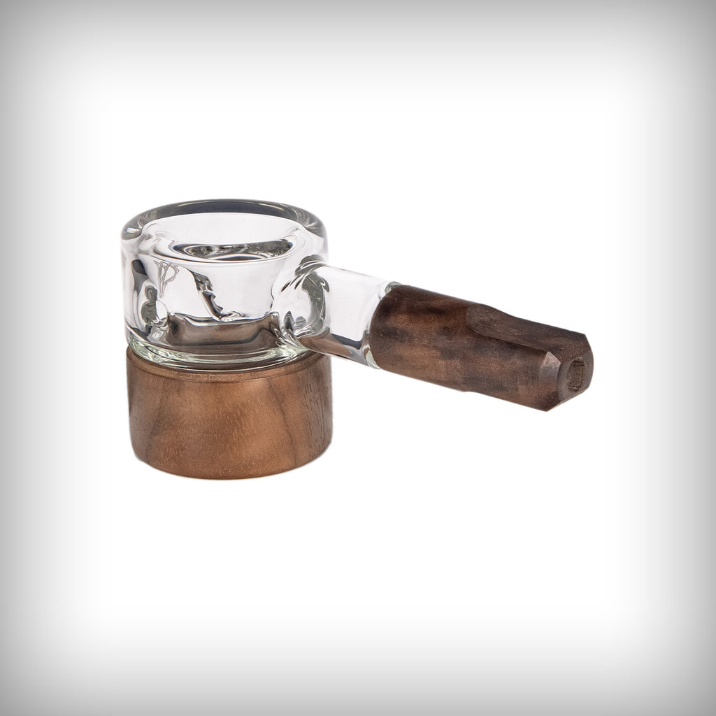 Angled view of MJ Arsenal Granby Hand Pipe with walnut base and mouthpiece