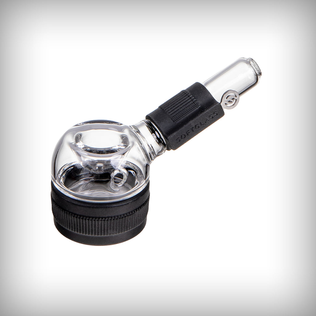 Angled view of Onyx Softglass Core Hand Pipe showing open glass bowl