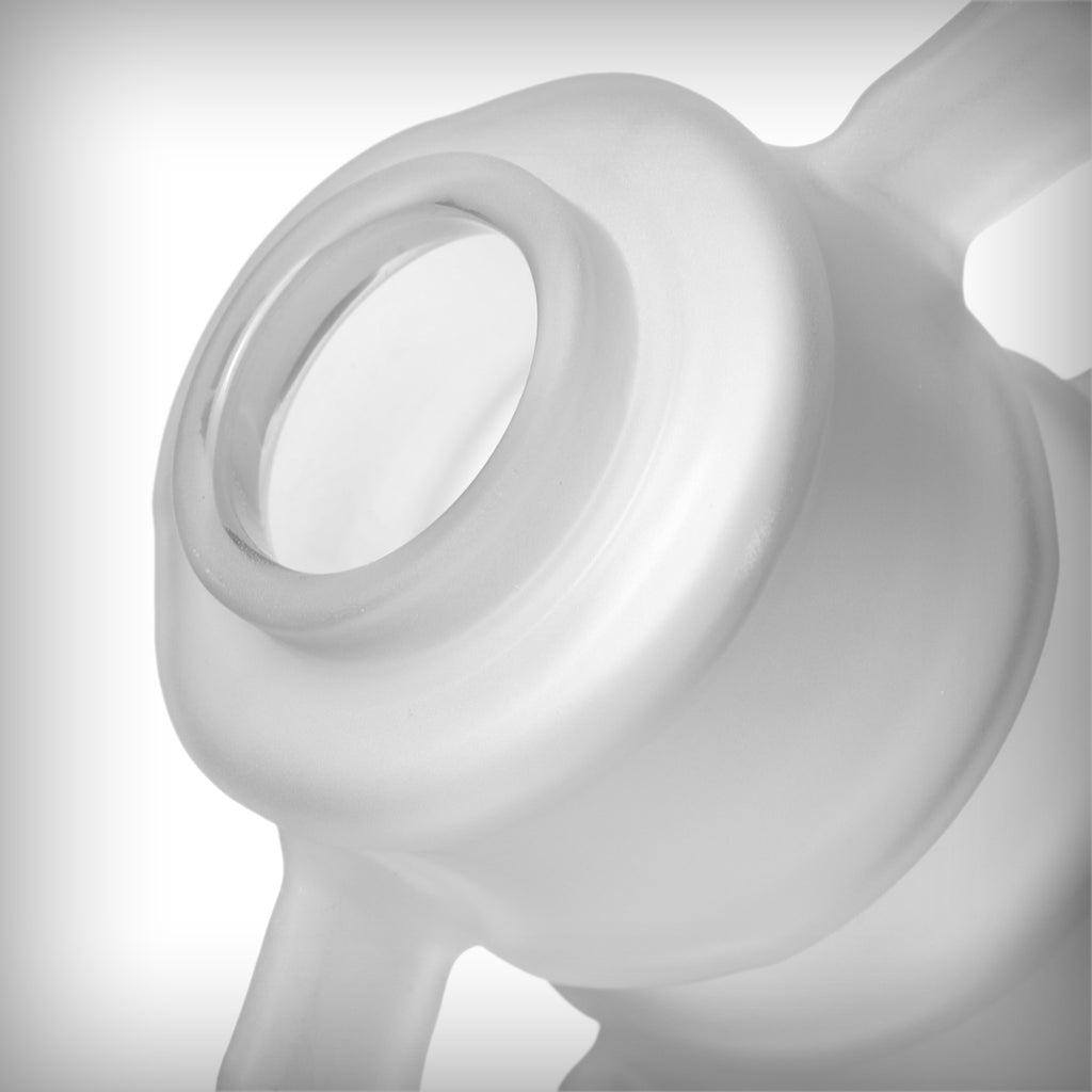 Angled view of the MJ Arsenal Skele-Tube showing its curved skeleton-inspired glass body