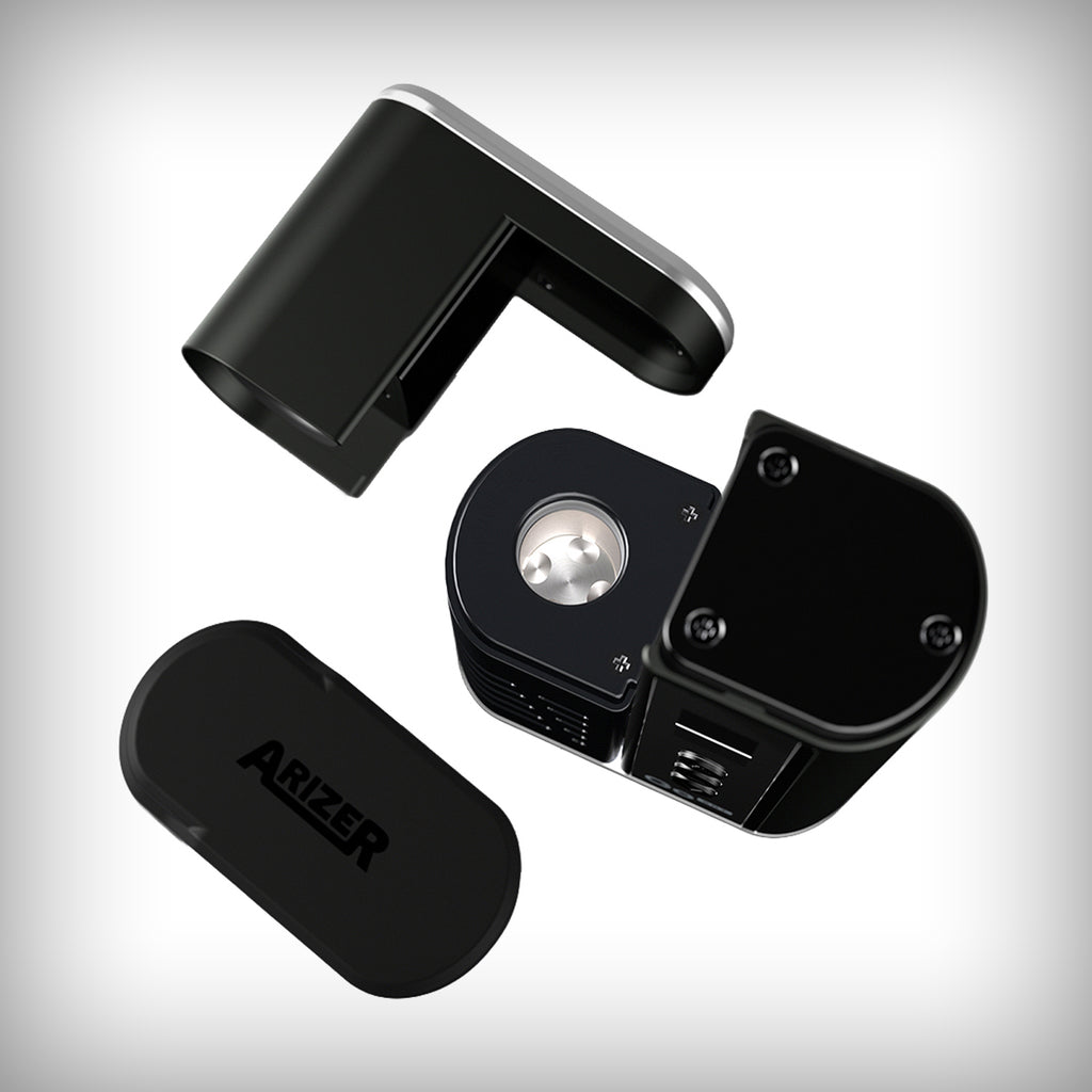 Arizer Go SRT black Go Shell components shown from multiple angles
