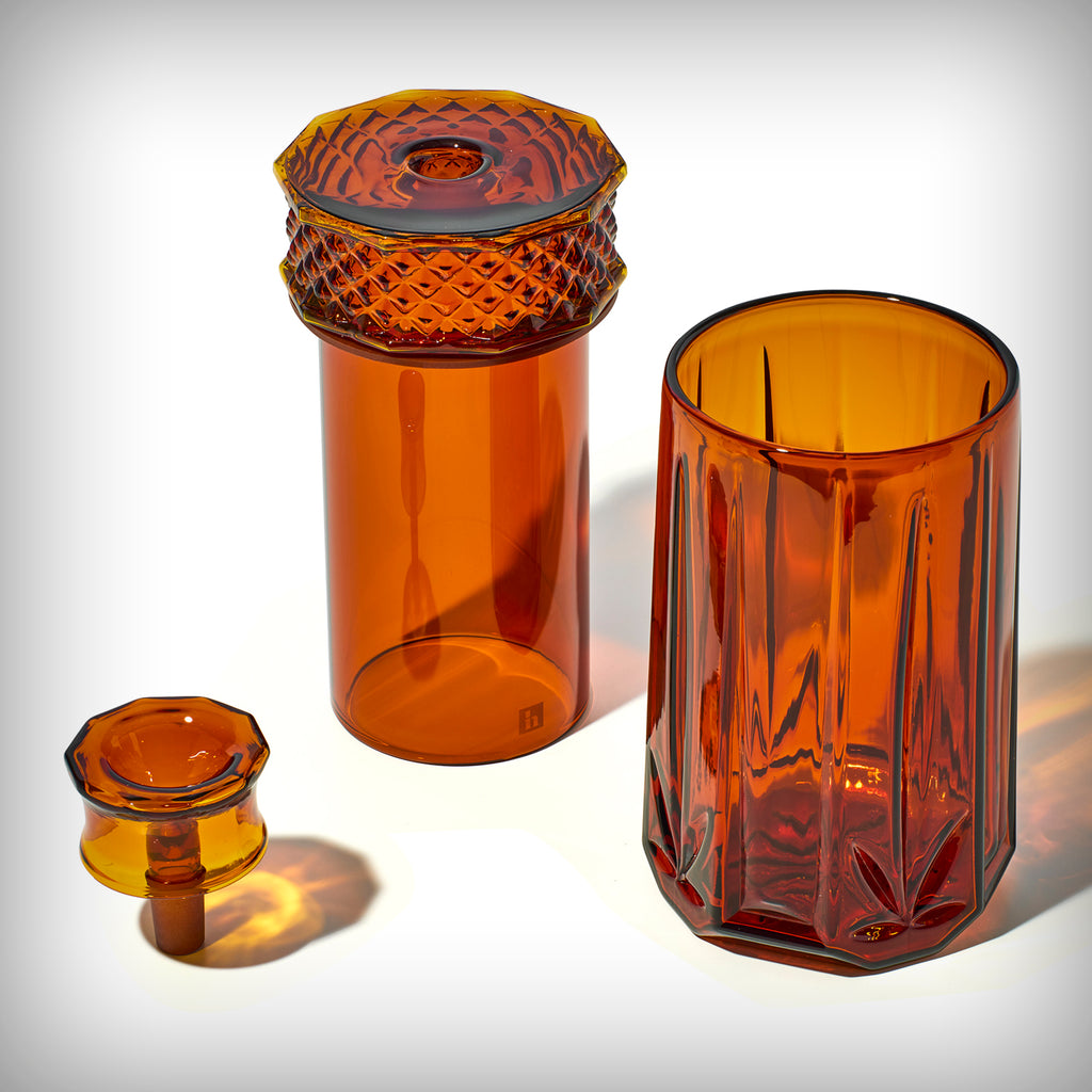 Baltic Amber NWTN Home Highball Gravity Bong with glass shell, core, slide, and gasket