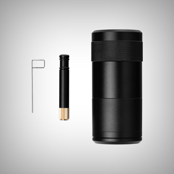 Black MJ Arsenal Capsule with included one-hitter and cleaning tool
