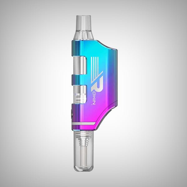 Black Rokin Stinger electric nectar collector shown on a black display stand