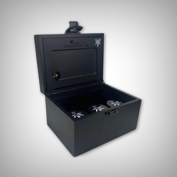 Black bamboo stash box with Standard Jars option