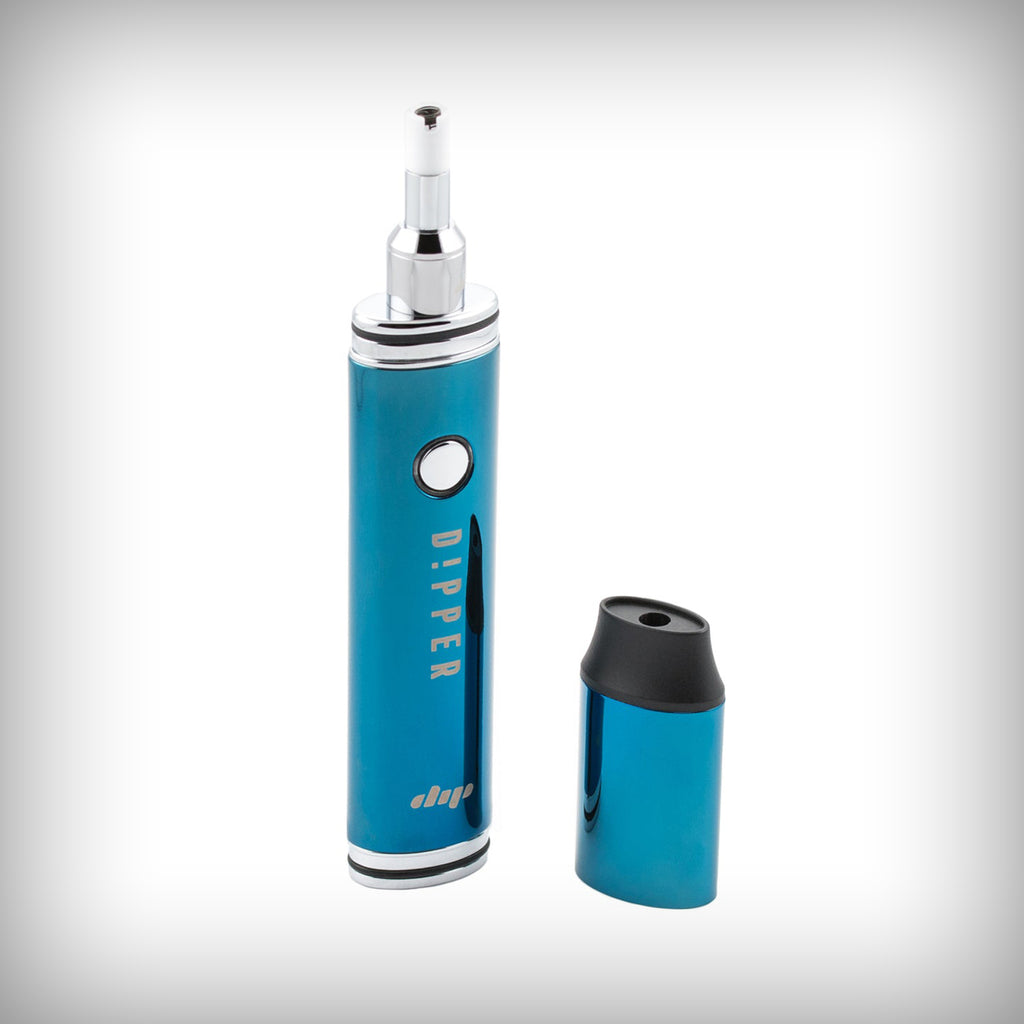 Blue Dip Devices Dipper vaporizer upright with removable cap beside it