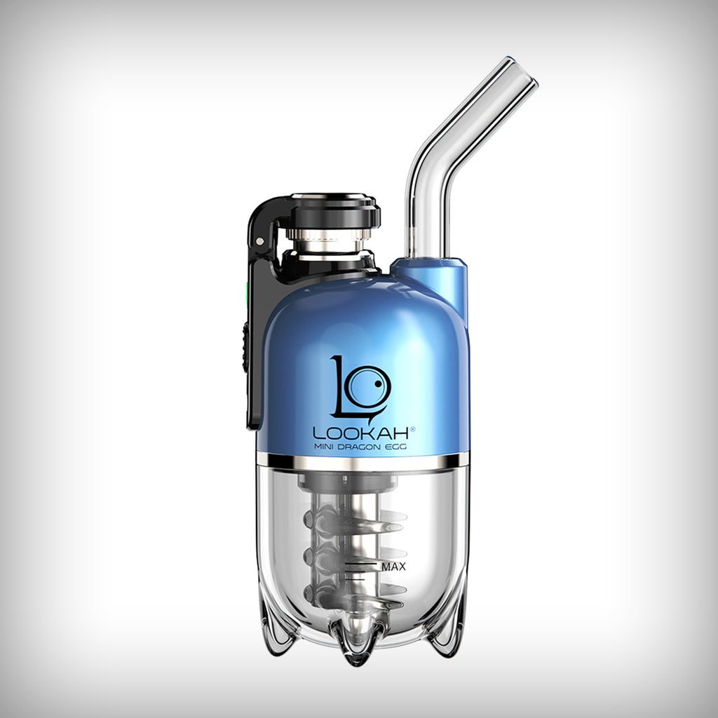 Blue LOOKAH Dragon Egg electric dab rig on white background