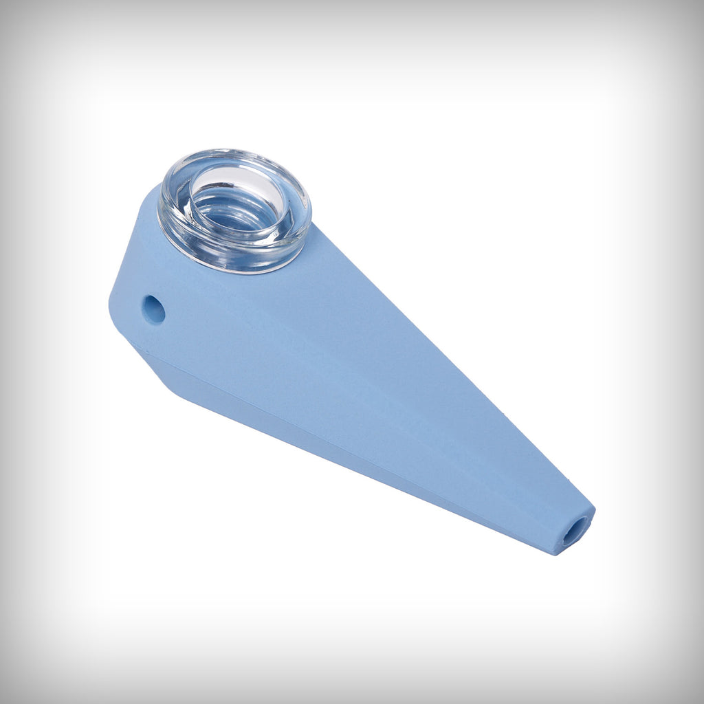 Blue Softglass Token Hand Pipe with removable glass bowl