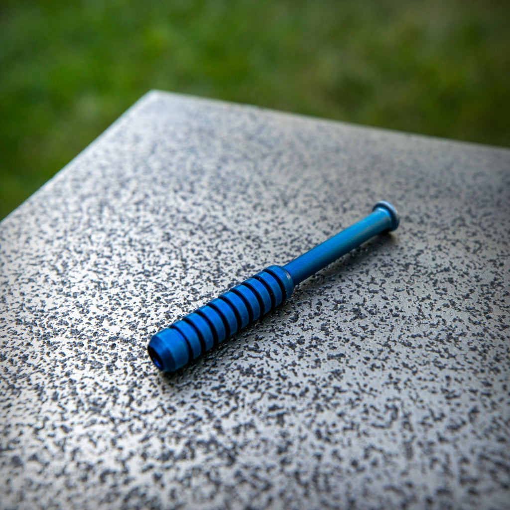 Blue metal one hitter pipe by The Mill