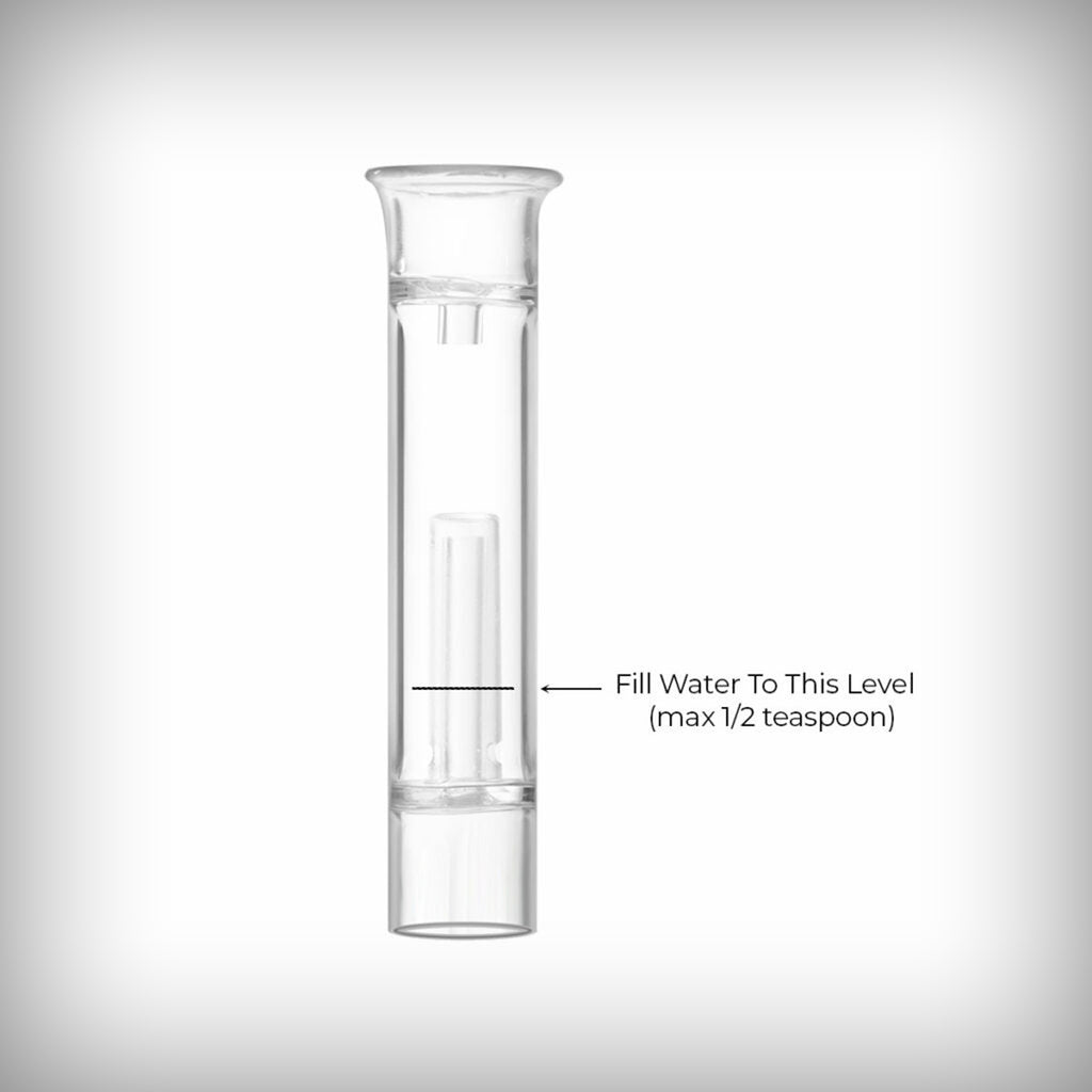 Cipher NOVA bubbler attachment showing recommended water fill level