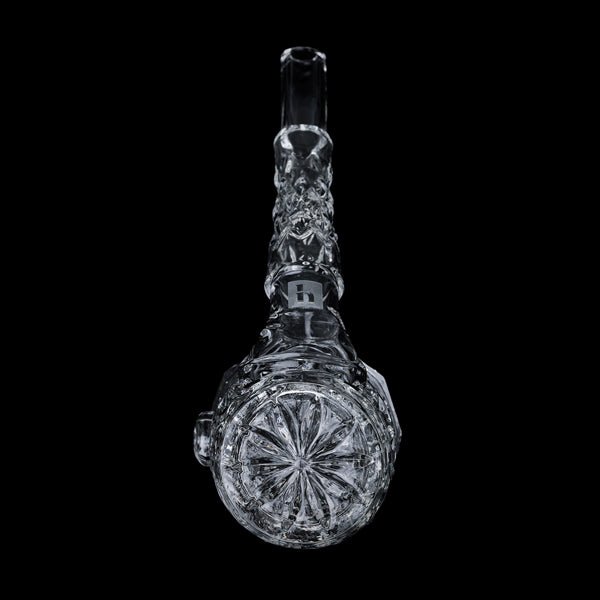 Clear NWTN Home Highball Hand Pipe bottom detail showing cut-glass pattern