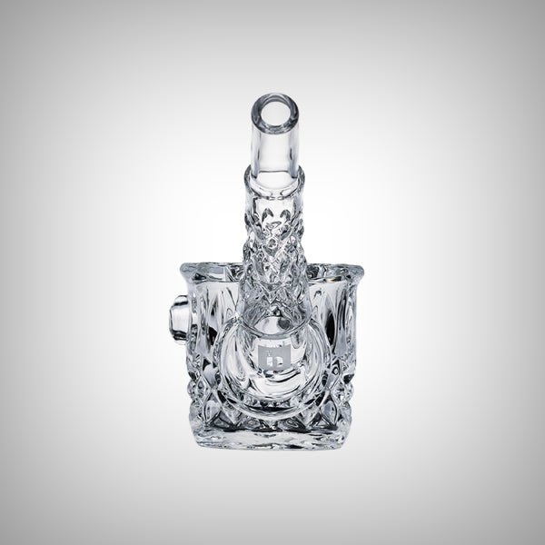 Clear NWTN Home Highball Hand Pipe upright view showing patterned glass bowl