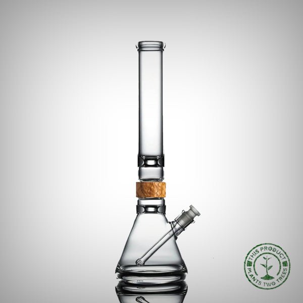Clear borosilicate glass beaker bong with slitted downstem