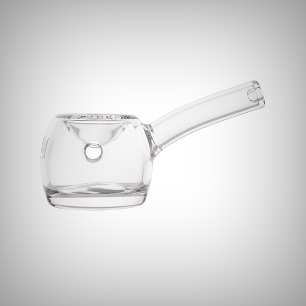 Clear glass hand pipe by MJ Arsenal with left-side carb