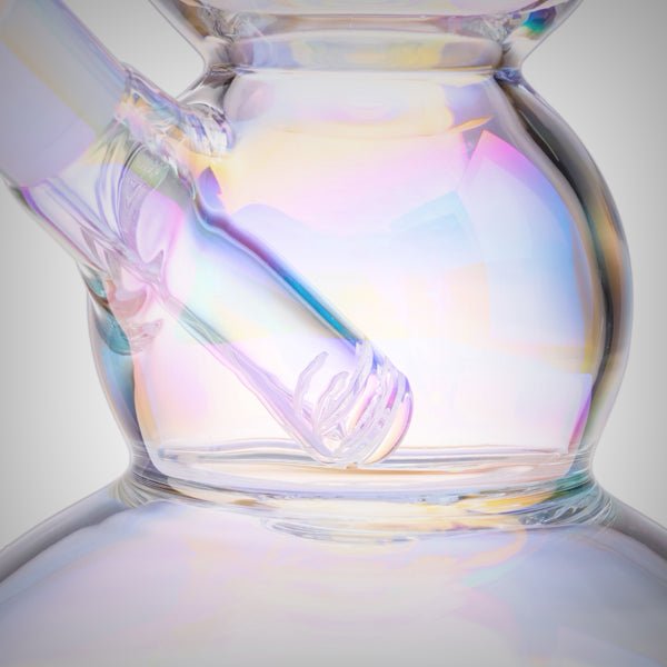 Close-up of BIGFUN! Bubble Bong iridescent glass opening