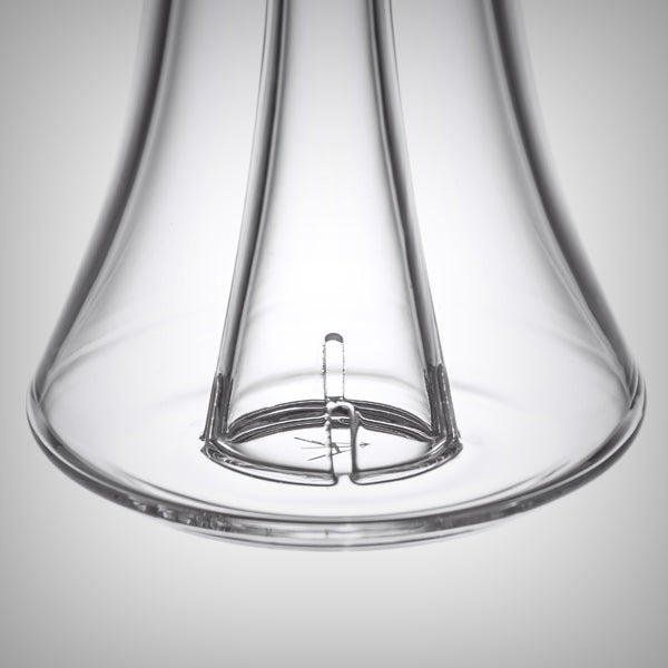 Close-up of curved mouthpiece connection on MJ Arsenal Lumina Bubbler