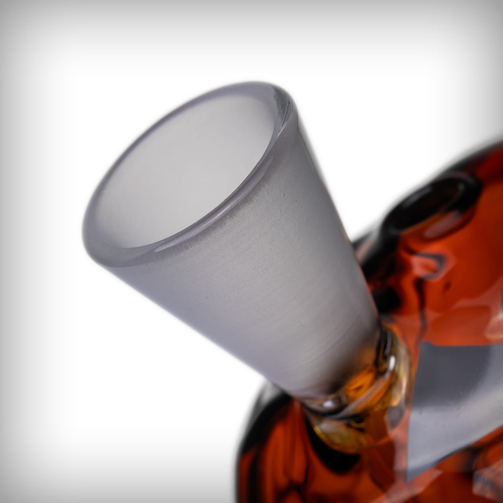 Close-up of frosted glass holder on the MJ Arsenal Jack O'Ripper Blunt Bubbler