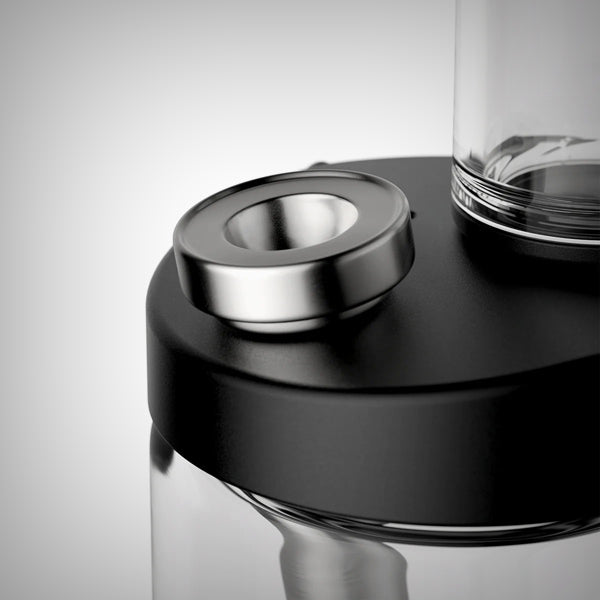 Close-up of stainless steel bowl installed on black Honest Capsule Water Pipe