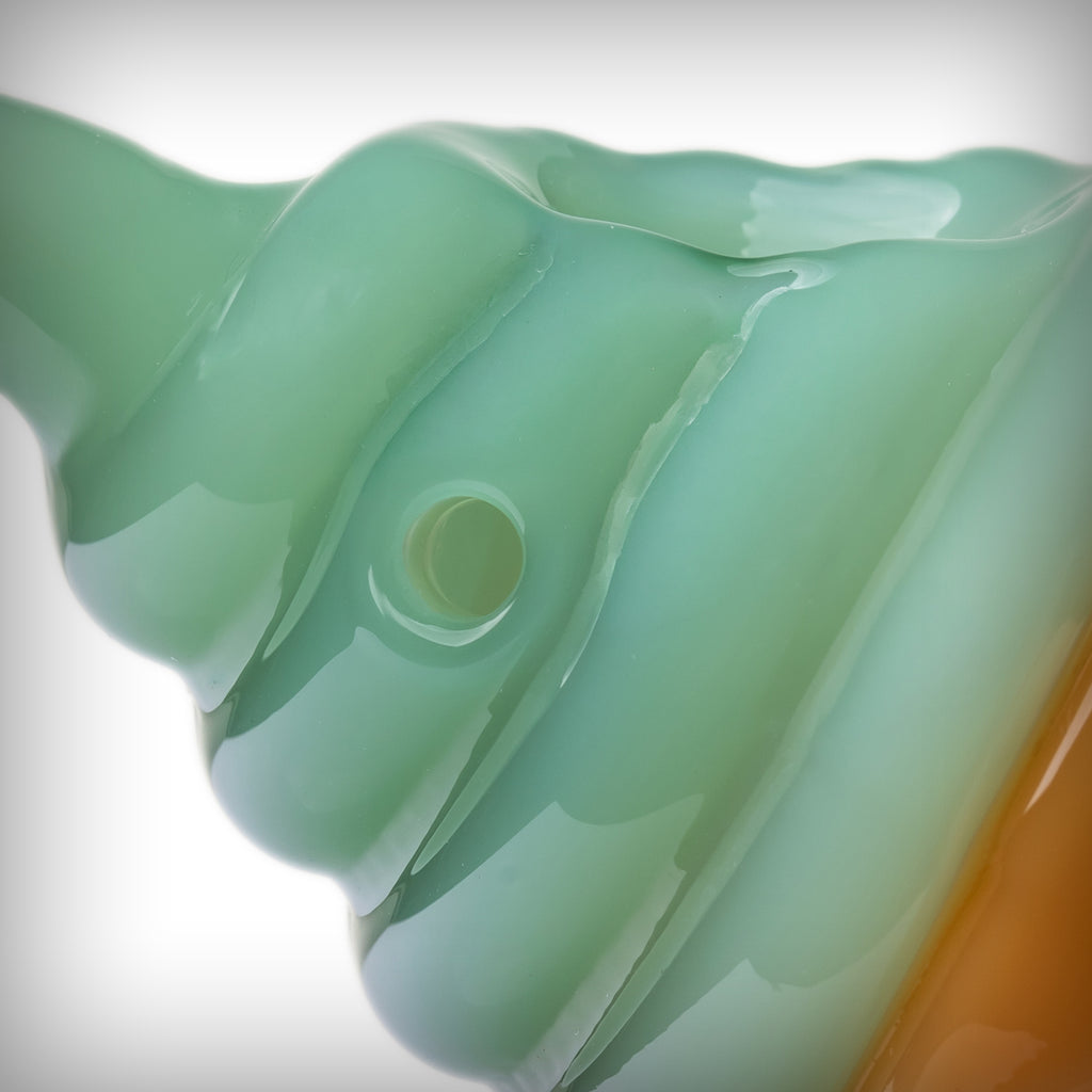 Close-up of the Mint BIGFUN! Ice Cream Hand Pipe with circular side opening