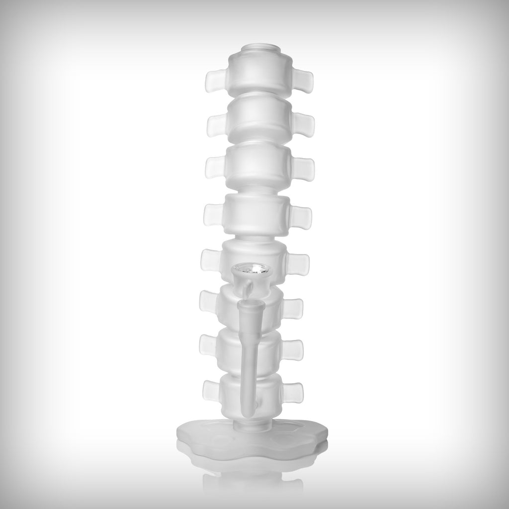 Close-up of the curved side glass tubing on the MJ Arsenal Skele-Tube
