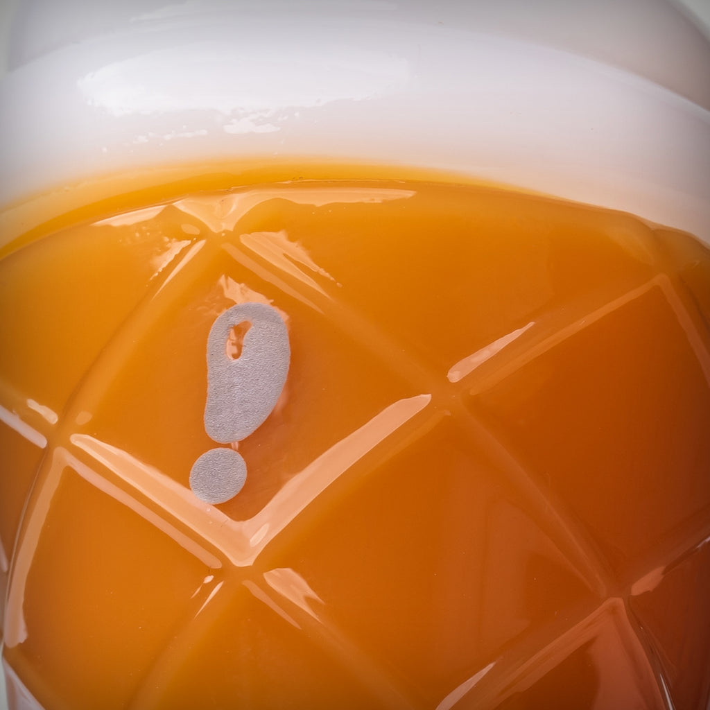 Close-up of the orange cone-patterned glass on the BIGFUN! Ice Cream Hand Pipe