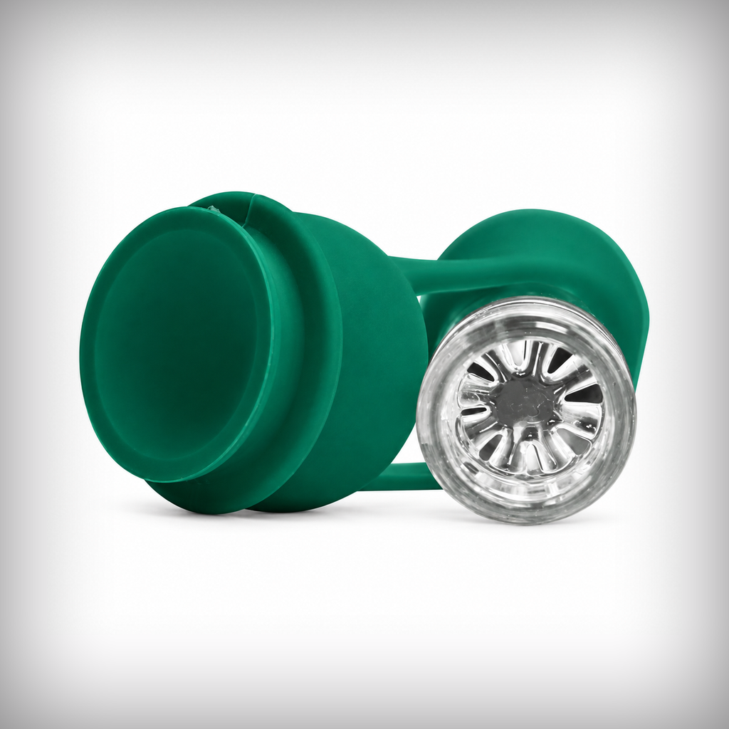 GRAV 16mm OctoTaster close-up showing teal silicone end and glass opening
