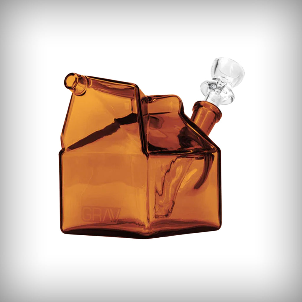 GRAV Milk Carton Pocket Bubbler in Amber with 10mm cup bowl