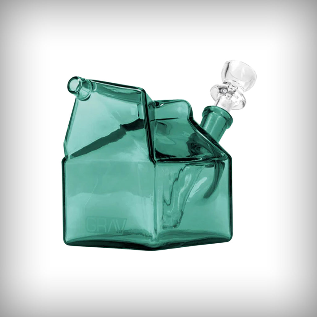 GRAV Milk Carton Pocket Bubbler in Lake Green with 10mm cup bowl