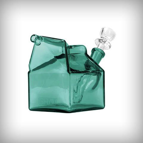 GRAV Milk Carton Pocket Bubbler in Lake Green with 10mm cup bowl