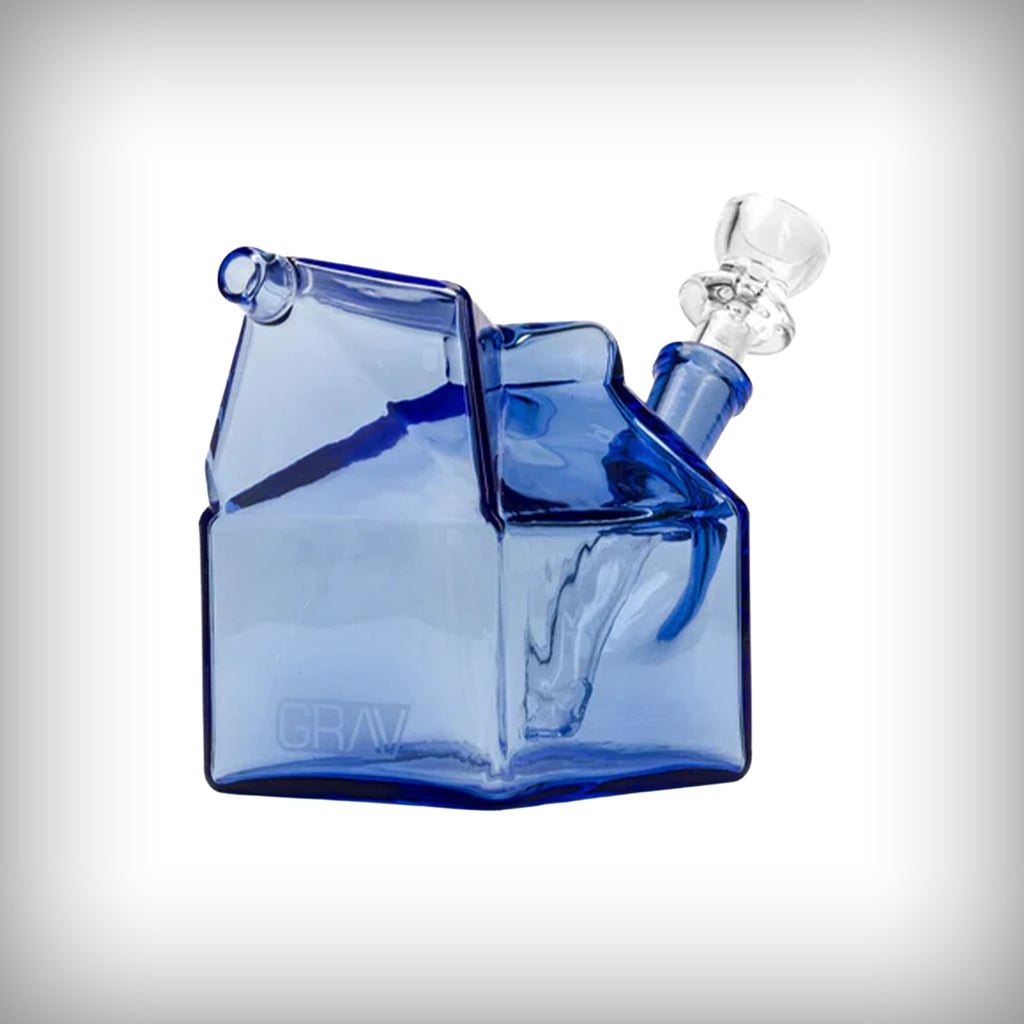 GRAV Milk Carton Pocket Bubbler in Light Cobalt with 10mm cup bowl