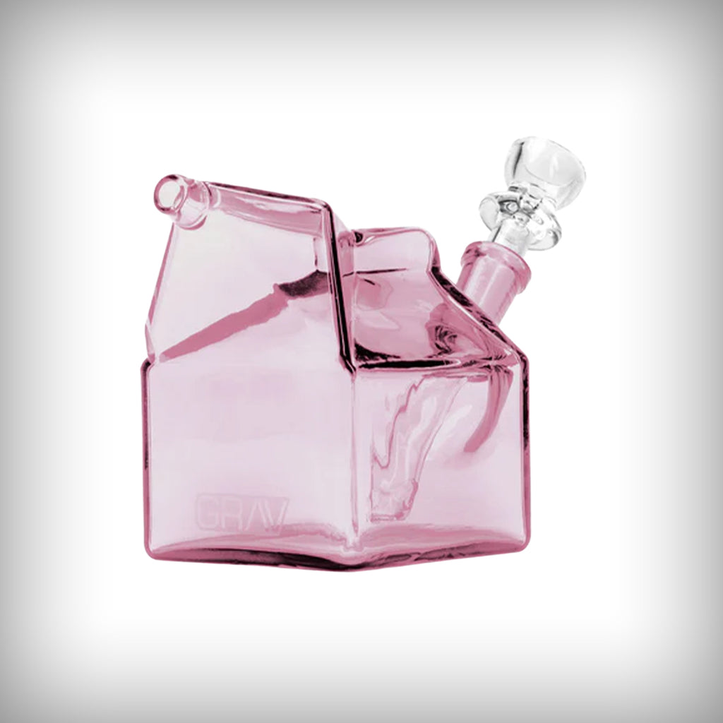 GRAV Milk Carton Pocket Bubbler in Pink with 10mm cup bowl