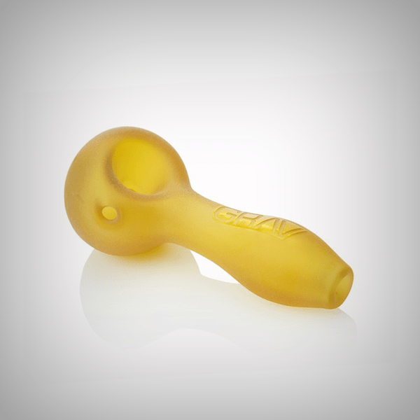 GRAV Sandblasted Spoon Pipe in amber frosted glass