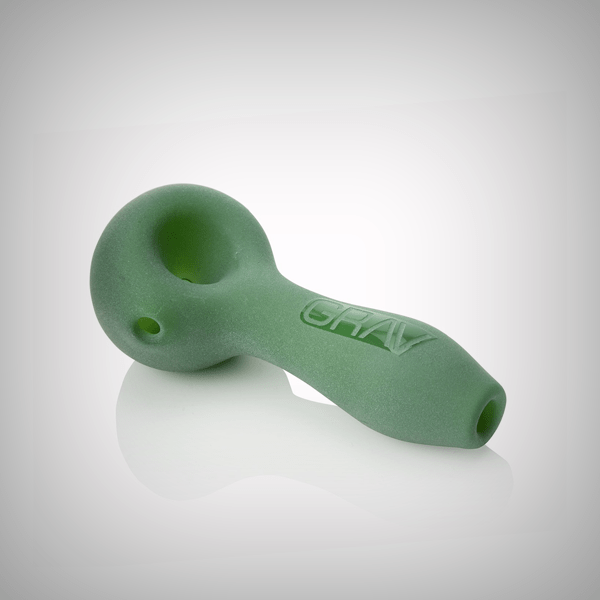 Green GRAV Sandblasted Spoon Pipe with deep bowl