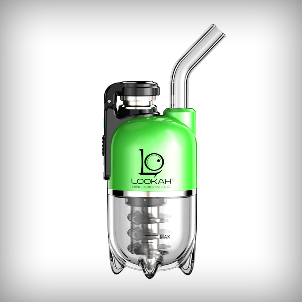 Green LOOKAH Dragon Egg electric dab rig on white background