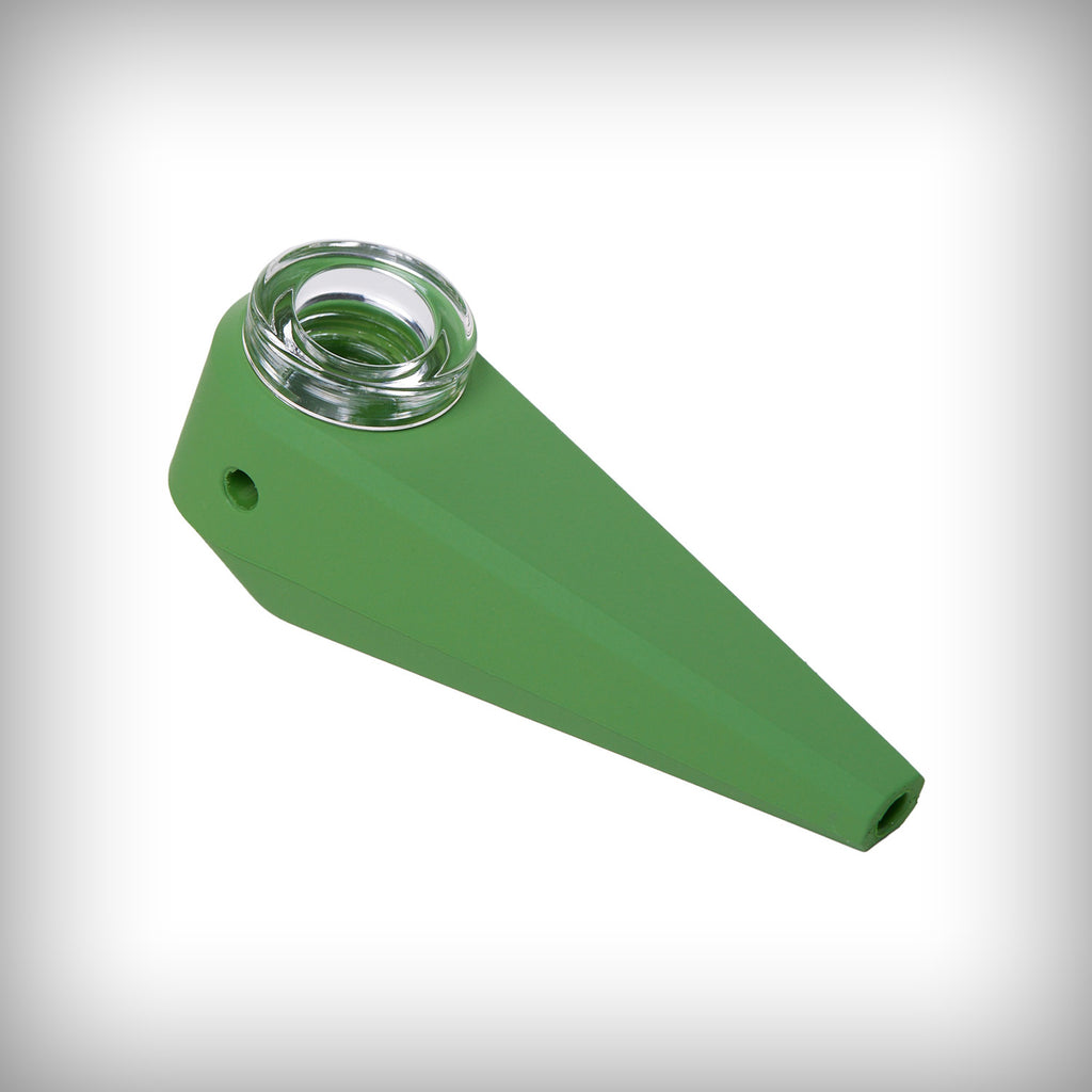 Green Softglass Token Hand Pipe with removable glass bowl