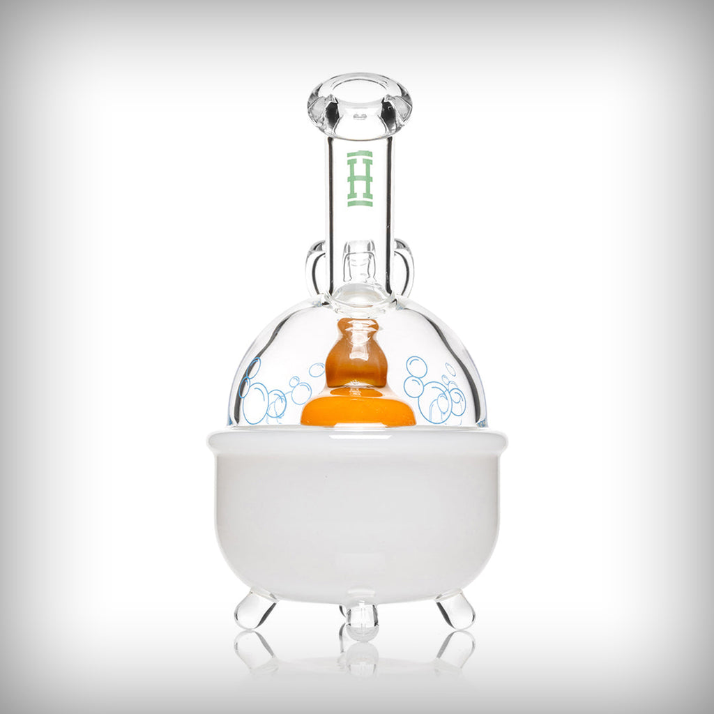 HEMPER Ducky water pipe rear view showing glass dome chamber and angled neck