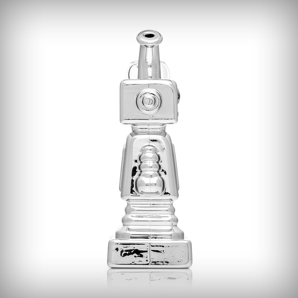 HEMPER Hi-Robot glass water pipe side view showing robot body and mouthpiece