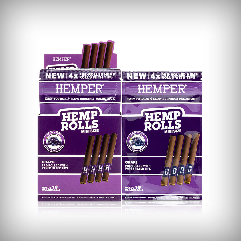HEMPER Mini Paper Tipped Hemp Rolls in Grape flavor packaging