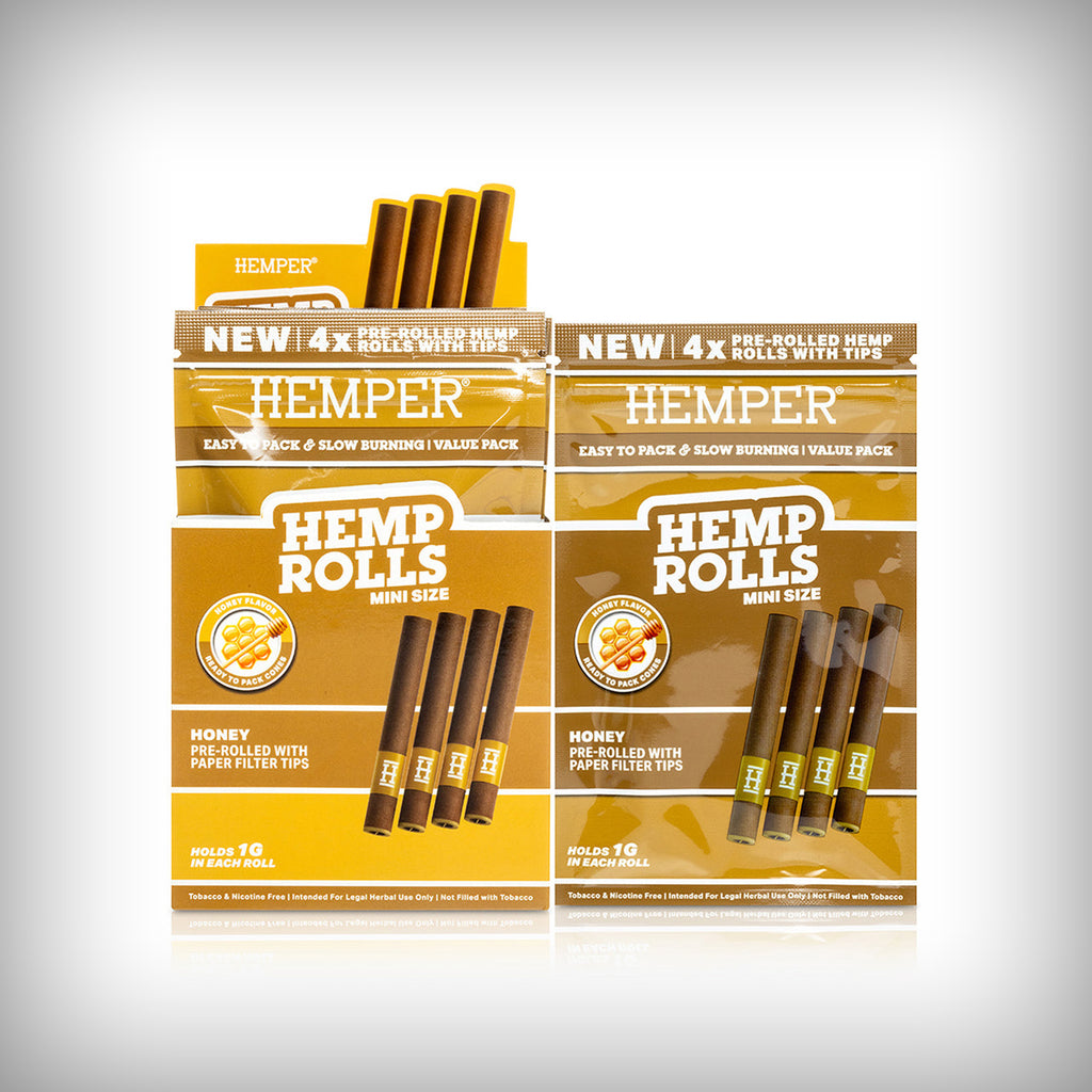HEMPER Mini Paper Tipped Hemp Rolls in Honey flavor packaging