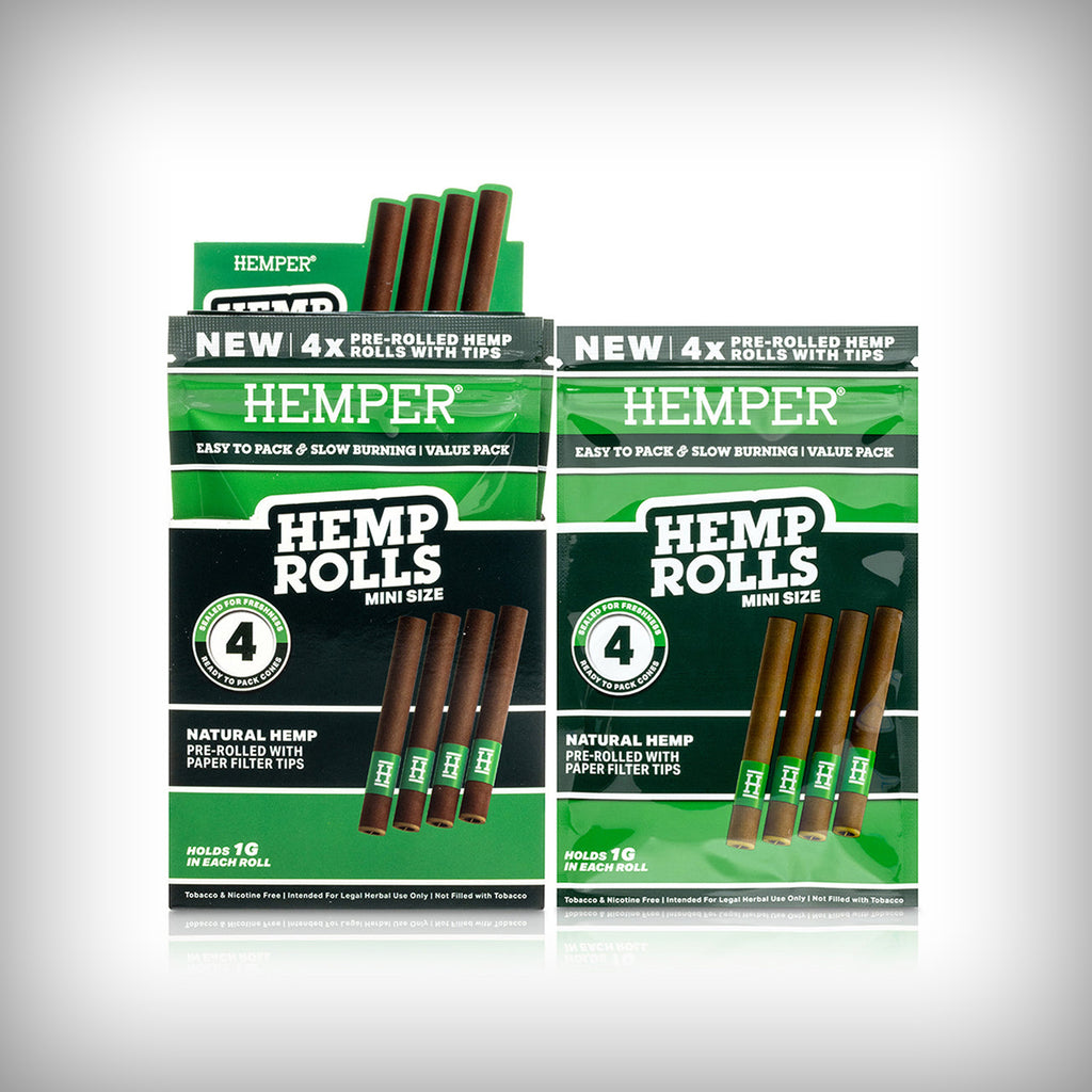 HEMPER Mini Paper Tipped Hemp Rolls in Natural packaging