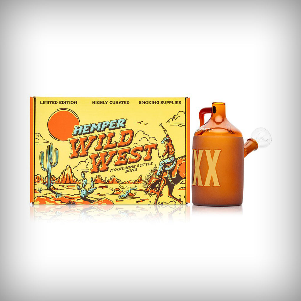 HEMPER Wild West Moonshine amber water pipe with Wild West packaging