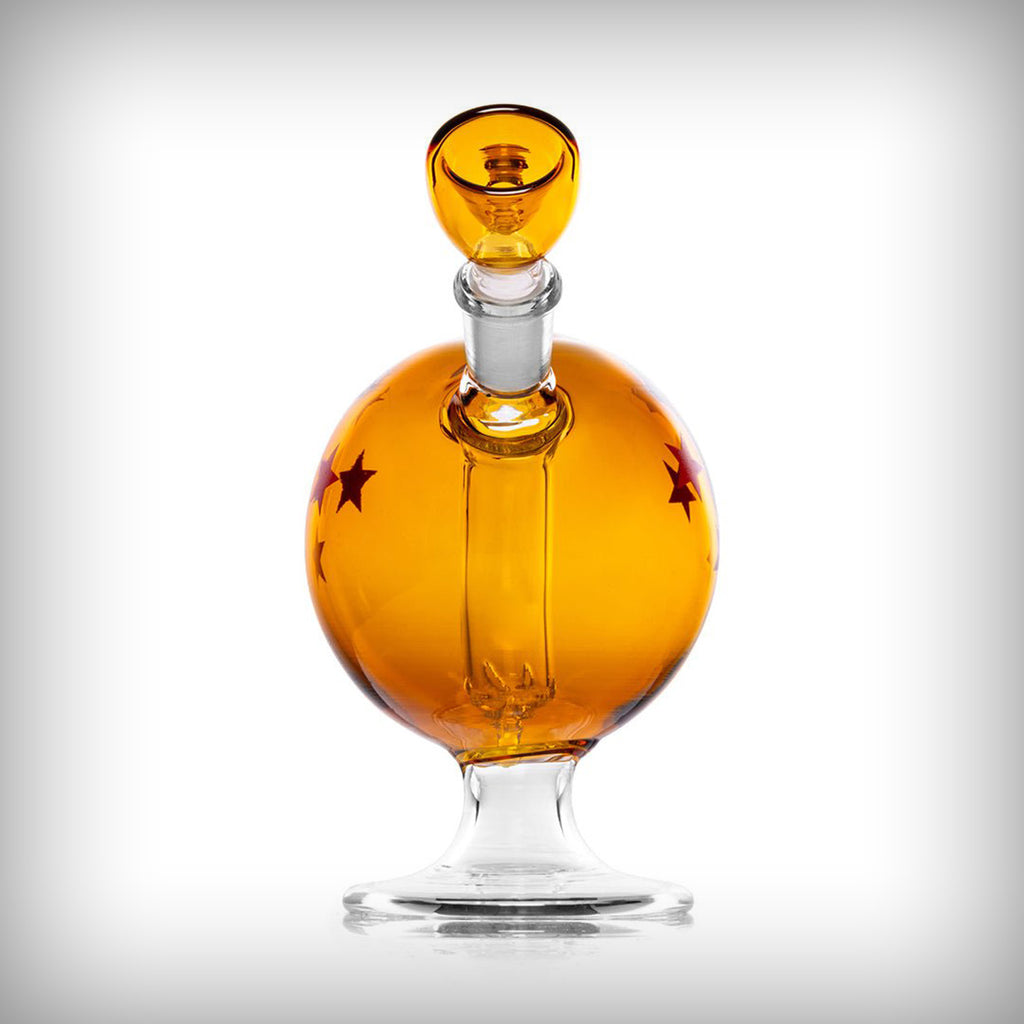 HEMPER Wish Ball water pipe end view showing amber bowl, spherical glass body, internal diffuser, and clear base