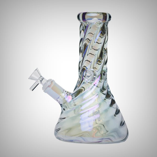 Handmade borosilicate glass iridescent beaker water pipe from Human Grade