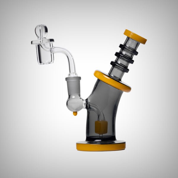 Human Grade 6.25" Bent Neck Dab Rig in Smoke with Orange Accent