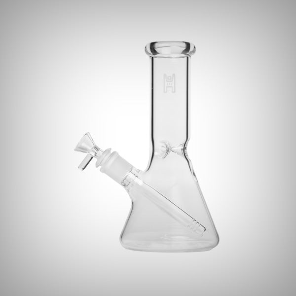 Human Grade 9-inch clear glass beaker water pipe with bowl and downstem
