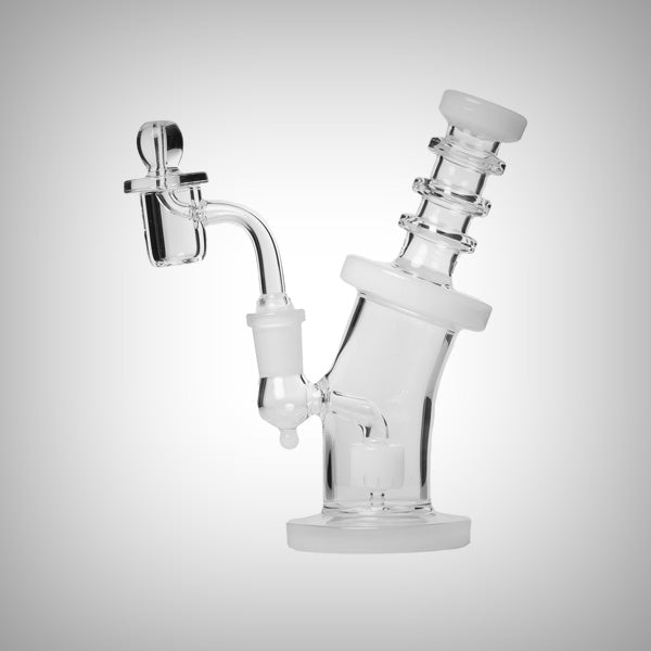 Human Grade Bent Neck Dab Rig in Clear with White Accent