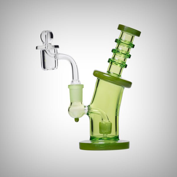 Human Grade Bent Neck Dab Rig in Matrix Green with Green Accent